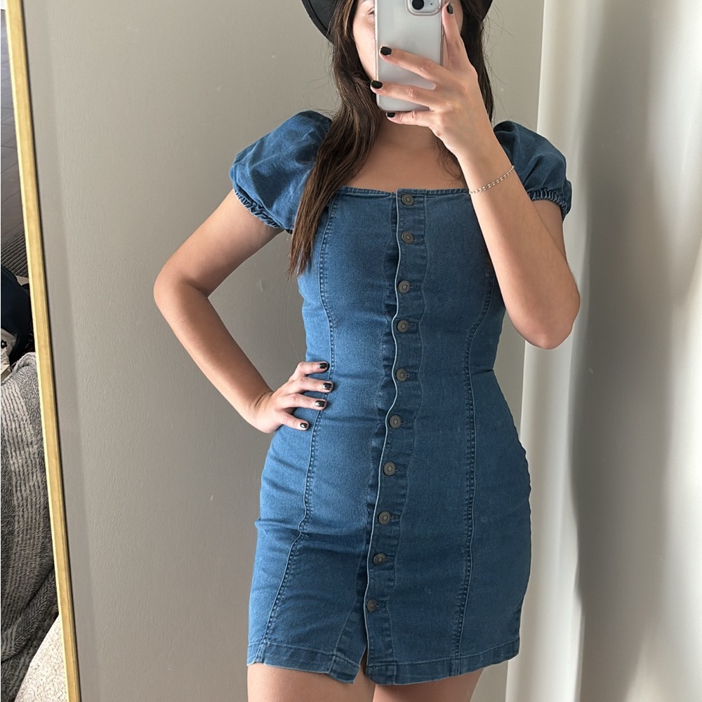 Denim Button-Down Dress